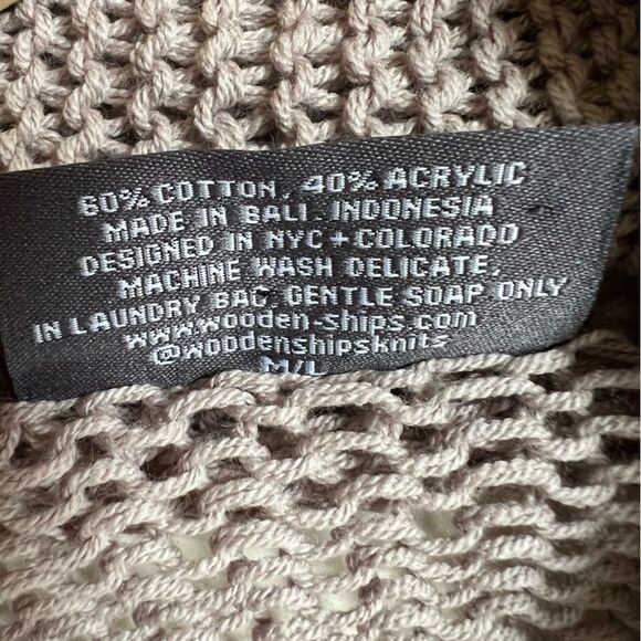 Wooden Ships Sweater Front Loose Knit Size Medium Beige Classic Capsule Neutral - Picture 7 of 7